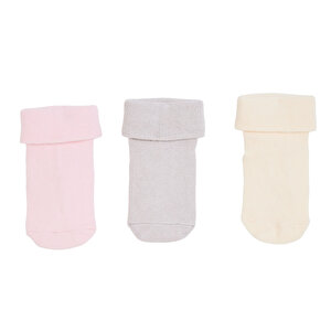 HelloBaby 3lü Kıvrık Çora, Beyaz, 0-3 Ay