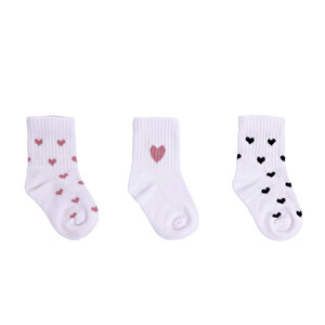 HelloBaby 3lü Sok, Beyaz Baskılı, 0-6 Ay