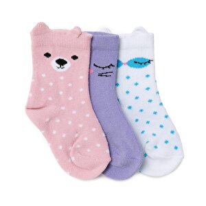 HelloBaby 3lü Soket Çorap, Pembe, 0-6 Ay