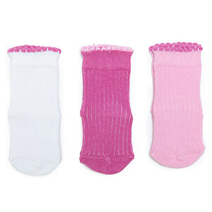 HelloBaby 3lü Soket Çorap, Pembe, 0-6 Ay