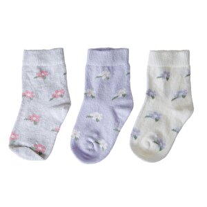 HelloBaby 3lü Soket Çorap, Lila, 0-6 Ay