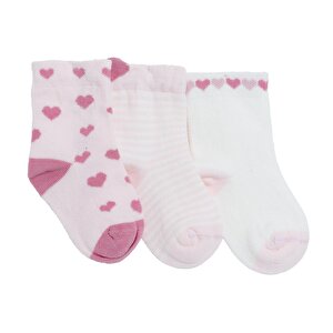 HelloBaby 3lü Soket Çorap, Pembe, 0-6 Ay