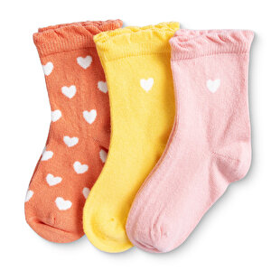 HelloBaby 3lü Soket Çorap, Sarı, 0-6 Ay