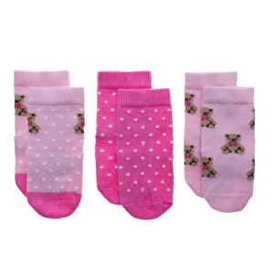 HelloBaby 3lü Soket Çorap, Pembe, 0-6 Ay