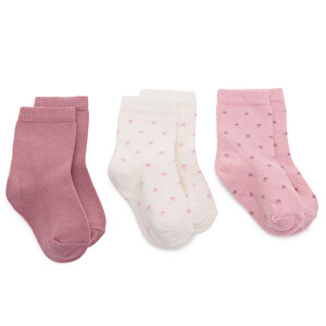 HelloBaby 3lü Soket Çorap, Pembe, 0-6 Ay