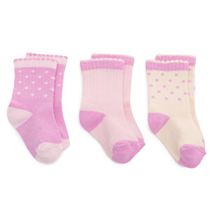 HelloBaby 3lü Soket, Koyu Pembe, 0-6 Ay