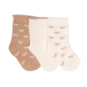 HelloBaby 3lü Soket, Bej Baskılı, 0-6 Ay