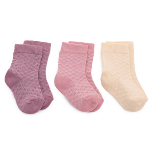 HelloBaby 3lü Soket Çorap, Pembe, 0-6 Ay