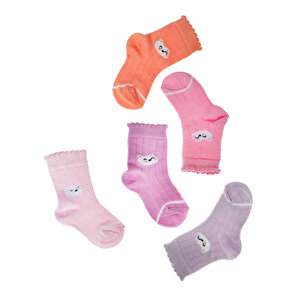 Kız Bebek 5'li Soket Çorap Renkli