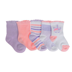 HelloBaby 5li Soket Çorap, Lila, 0-6 Ay