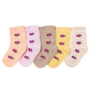 HelloBaby 5'li Sok, Lila Baskılı, 0-6 Ay