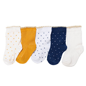 HelloBaby 5li So, Beyaz Baskılı, 0-6 Ay