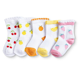 HelloBaby 5'li So, Beyaz Baskılı, 0-6 Ay