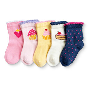 HelloBaby 5'li Soke, Gri Baskılı, 0-6 Ay