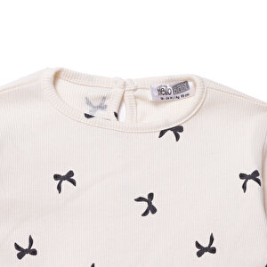 Kız Bebek Bluz - Tayt Düğmeli Uzun Kol Reçme