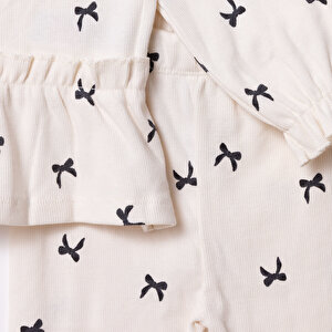 Kız Bebek Bluz - Tayt Düğmeli Uzun Kol Reçme