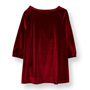 Kız Bebek Chic Elbise Kadife Bisiklet Yaka Kısa Kol