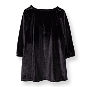 Kız Bebek Chic Elbise Kadife Bisiklet Yaka Kısa Kol Kız Bebek Chic Elbise Kadife Bisiklet Yaka Kısa Kol