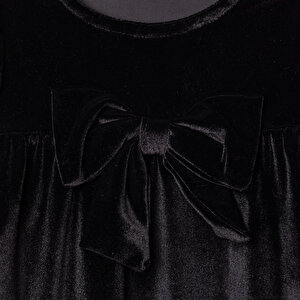 Kız Bebek Chic Elbise Kadife Bisiklet Yaka Kısa Kol Kız Bebek Chic Elbise Kadife Bisiklet Yaka Kısa Kol