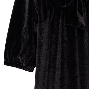 Kız Bebek Chic Elbise Kadife Bisiklet Yaka Kısa Kol Kız Bebek Chic Elbise Kadife Bisiklet Yaka Kısa Kol