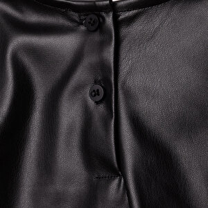 Kız Bebek Chic Elbise Tshirt Suni Deri Bisiklet Yaka Uzun Kol