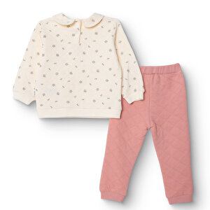 Kız Bebek Cutie Bluz-Pantolon Kapitone Örme Bebe Yaka Uzun Kol Lastikli Paça