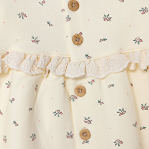 Kız Bebek Cutie Elbise İki İplik Bebe Yaka Uzun Kol