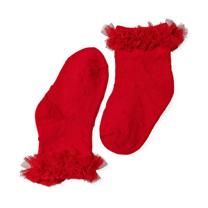 HelloBaby Dantelli Çora, Kırmızı, 0-6 Ay