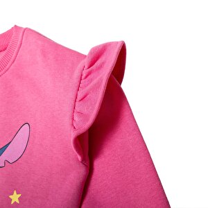 Kız Bebek Eşofman Takımı Şardonlu Üç İplik Bisiklet Yaka Uzun Kol Lastikli Paça