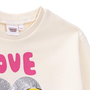 Kız Bebek Eşofman Takımı Üç İplik Bisiklet Yaka Uzun Kol Ribanalı Paça