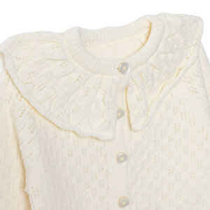 Kız Bebek Floral Teddy Bear Triko Hırka V Yaka Uzun Kol