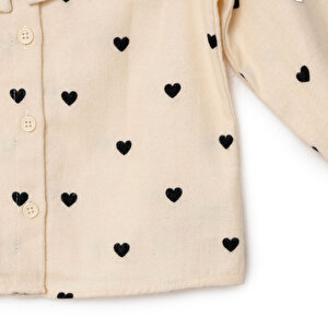 Kız Bebek Gömlek Düğmeli Bebe Yaka Uzun Kol Kız Bebek Gömlek Düğmeli Bebe Yaka Uzun Kol