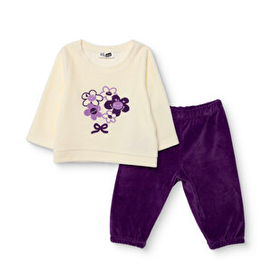 HelloBaby Kadife Pijama, Ekru, 3 - 6 Ay