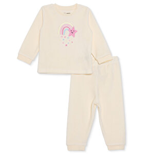 HelloBaby Kadife Pijama Takı, Ekru, 6 Ay