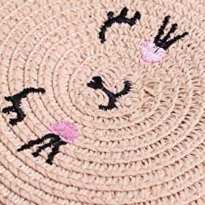 Kız Bebek Kedi Hasır Çocuk Çantası Fermuarlı