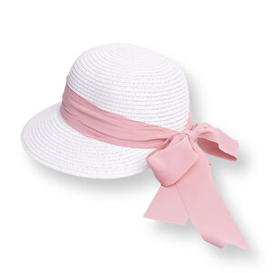 Kız Bebek Kep Model Kurdeleli Hasır Şapka Kız Bebek Kep Model Kurdeleli Hasır Şapka