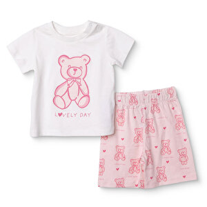 HelloBaby Kısa Kol Pijam, Ekru, 3 - 6 Ay