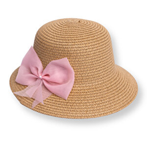 Kız Bebek Kurdeleli Hasır Bucket Şapka Kız Bebek Kurdeleli Hasır Bucket Şapka