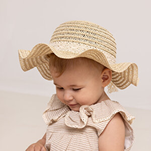 Kız Bebek Kurdeleli Hasır Şapka