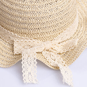 Kız Bebek Kurdeleli Hasır Şapka