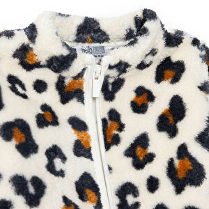 Kız Bebek Leopar Welsoft Hırka Peluş Uzun Kol Kız Bebek Leopar Welsoft Hırka Peluş Uzun Kol