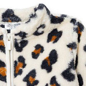 Kız Bebek Leopar Welsoft Hırka Peluş Uzun Kol Kız Bebek Leopar Welsoft Hırka Peluş Uzun Kol