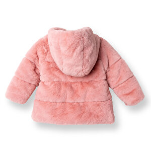 Kız Bebek Mont Peluş Fermuarlı Uzun Kol