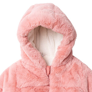 Kız Bebek Mont Peluş Fermuarlı Uzun Kol