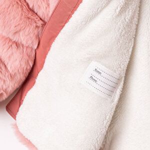 Kız Bebek Mont Peluş Fermuarlı Uzun Kol