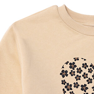 Kız Bebek Sweatshirt - Tayt Bisiklet Yaka Uzun Kol Reçme