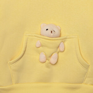 Kız Bebek Teddy Bear Eşofman Takımı Kapüşonlu Uzun Kol Lastikli Paça