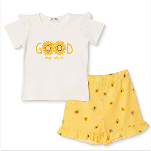 HelloBaby Tshirt-Şort, Ekru, 3 - 6 Ay