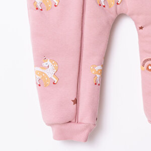 Kız Bebek Uyku Tulumu Fermuarlı 2.5 Tog Bisiklet Yaka Uzun Kol Patiksiz Paça