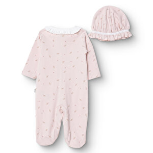 Kız Bebek Yenidoğan Tiny Florist Tulum-Şapka İnterlok Fırfırlı Yaka Uzun Kol Patikli Paça Kız Bebek Yenidoğan Tiny Florist Tulum-Şapka İnterlok Fırfırlı Yaka Uzun Kol Patikli Paça